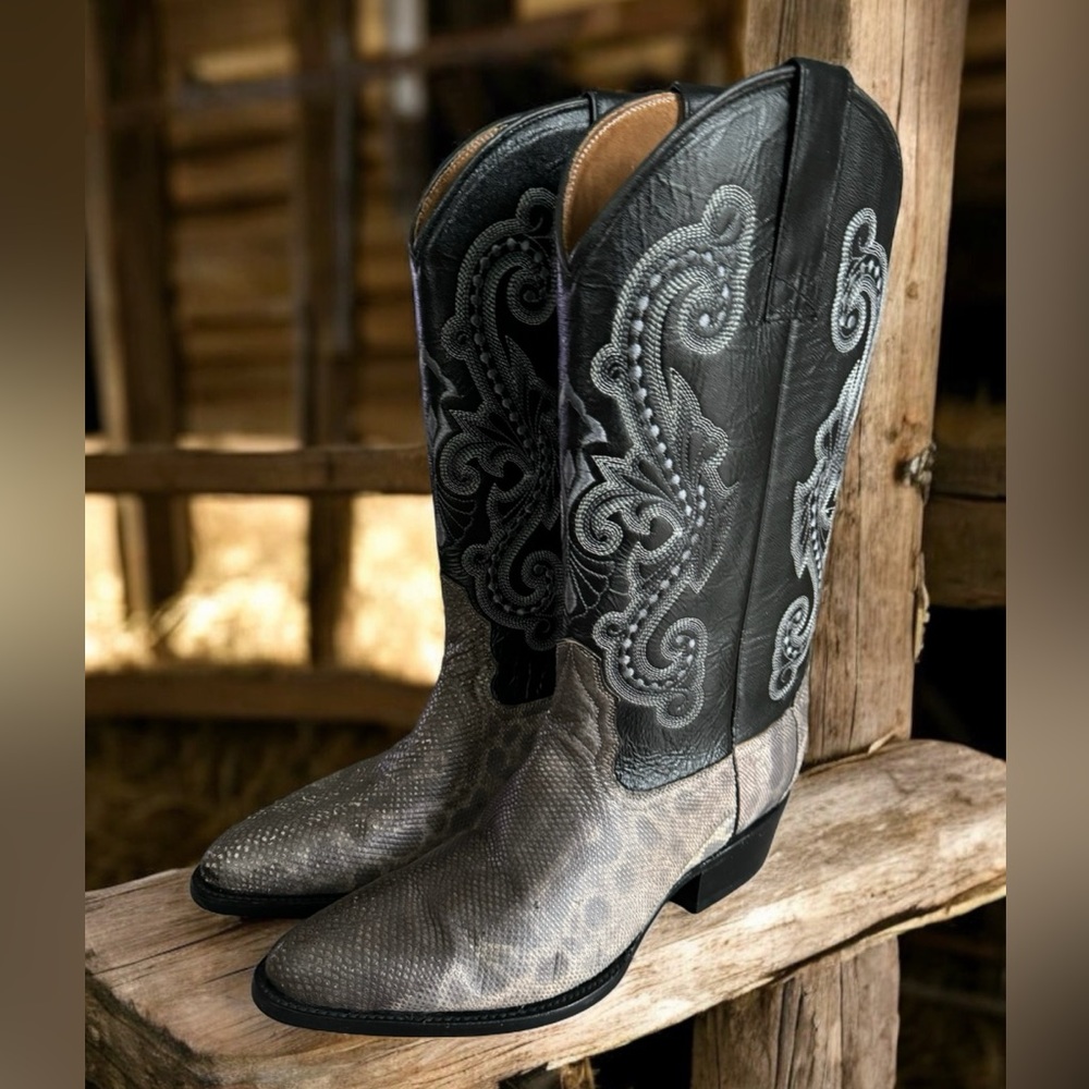 Circle G by Corral Natural Python Embroidery Boots L5685 S 11 EE Black Gray